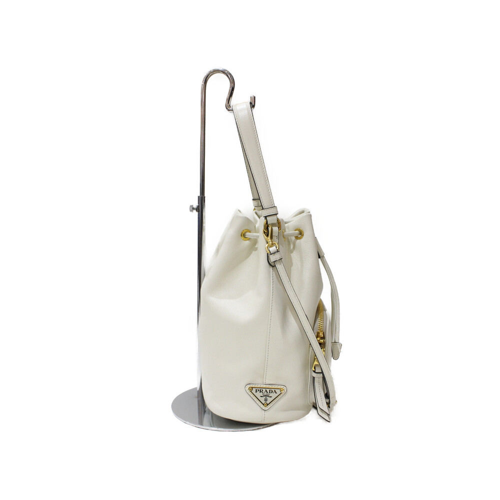 Prada Duetto bag handbag shoulder drawstring white